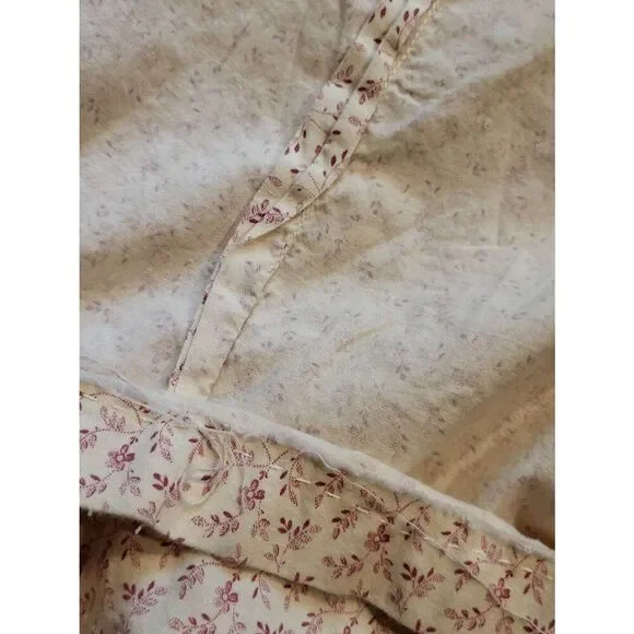 Vintage Prairie Dress Women's Small Pink Floral Print Lace Trim Long Cottage - Picture 7 of 12